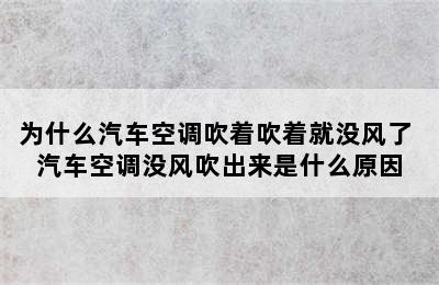 为什么汽车空调吹着吹着就没风了 汽车空调没风吹出来是什么原因